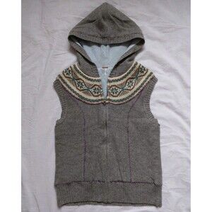 Free People Vest Hooded Lambswool Angora Rabbit Hair Blend Boho Women's Size XS